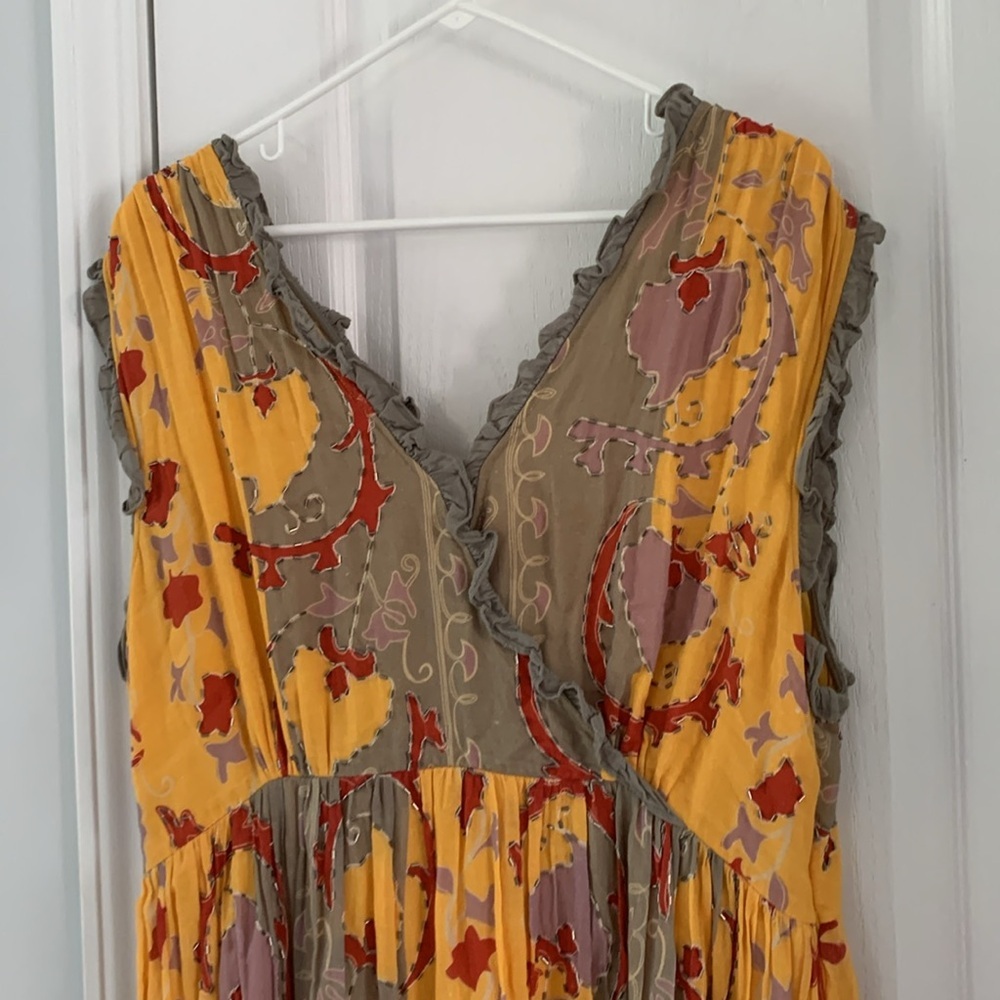 Anthroologie Let Me Be Beaded‎ Maxi Dress Boho Bohemian, size X-LARGE yellow - Picture 8 of 16